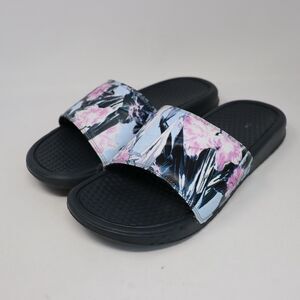 Nike Benassi JDI Print Slide Sandals Anyhracite/Topaz Mist Women’s Size 8